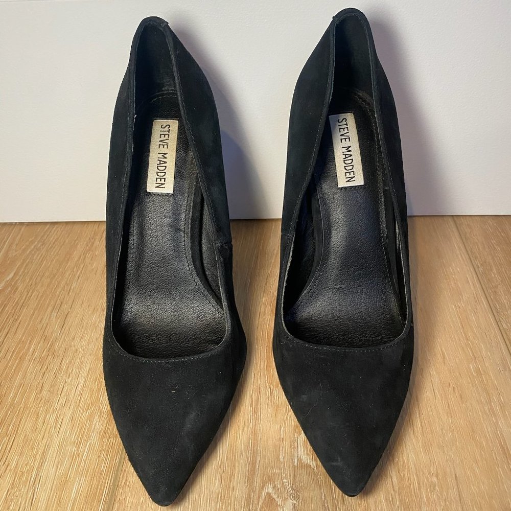 Black Suede Chunky Heeled Steve Madden Heels